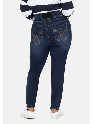 Stretch jeans with a high-waist waistband - Dark Denim Blue