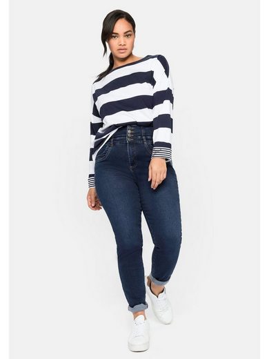 Stretch jeans with a high-waist waistband - Dark Denim Blue