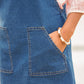 Denim overall dress with ruffled straps