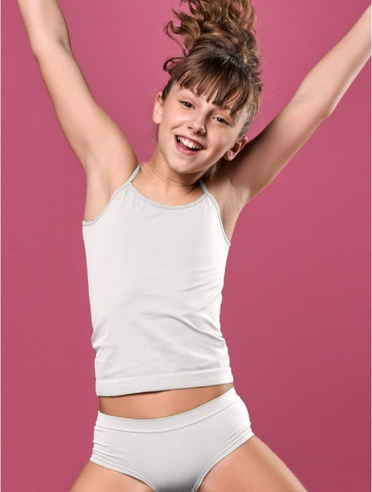 Girls White Camisole with Thin Straps - Perfect for Everyday Comfort