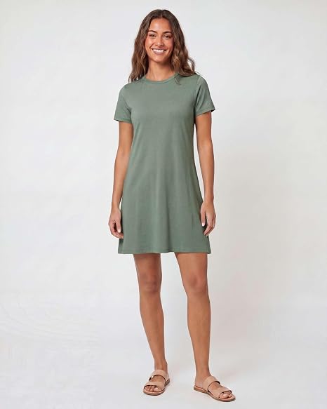 Women's long t-shirt dress lifestyle shot