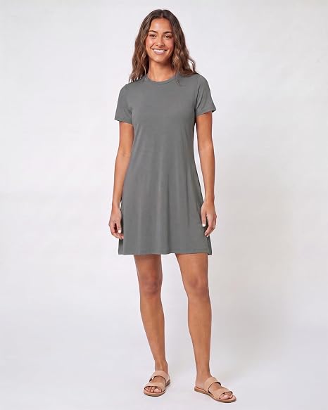 Women's long t-shirt dress in teal color