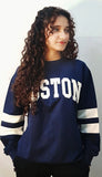 Women's Retro Collegiate Crewneck Sweatshirt: Navy Edition