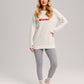 Women's Rib Knit Cotton Sweatshirt with Bisous Print