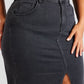 Curvy Black Denim Pencil Skirt