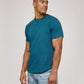 Men's curved hem drop-tail t-shirt in teal color
