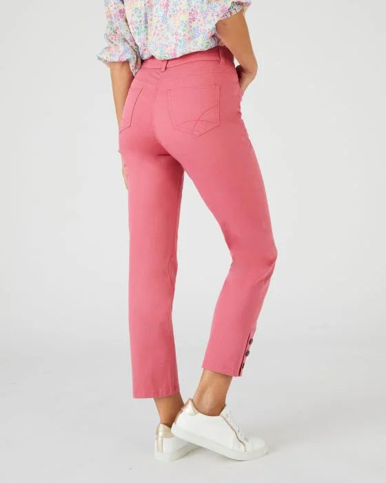 Stylish Women's 7/8th Cropped Pants with Buttoned Detail