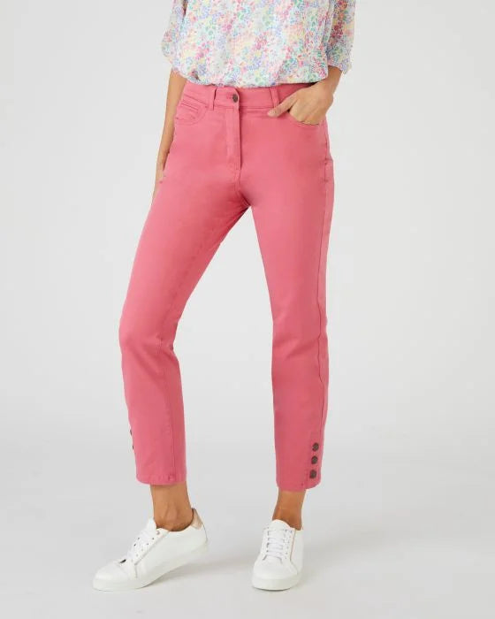 Stylish Women's 7/8th Cropped Pants with Buttoned Detail