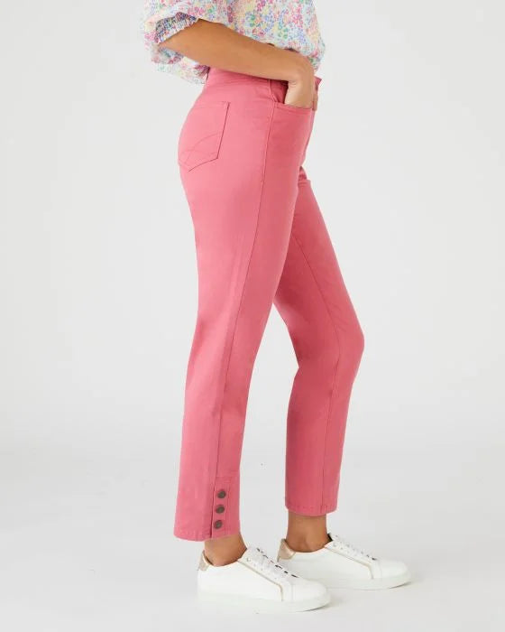 Stylish Women's 7/8th Cropped Pants with Buttoned Detail