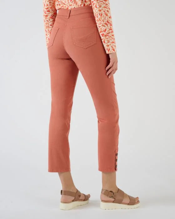 Stylish Women's 7/8th Cropped Pants with Buttoned Detail