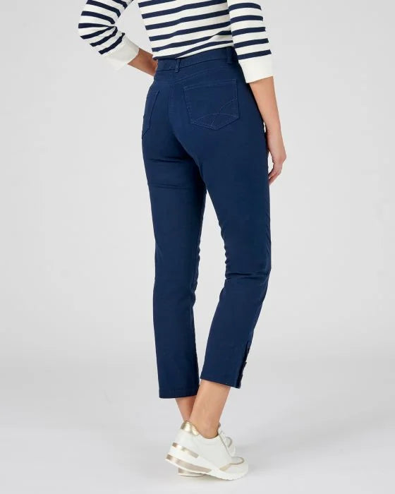 Stylish Women's 7/8th Cropped Pants with Buttoned Detail