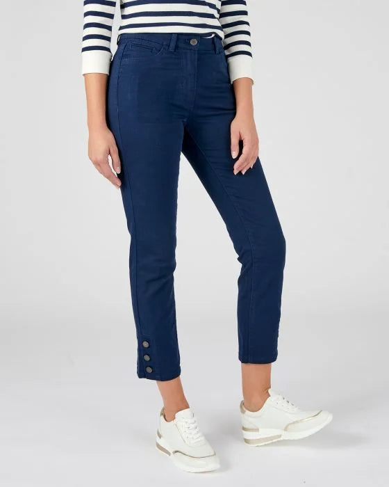 Stylish Women's 7/8th Cropped Pants with Buttoned Detail