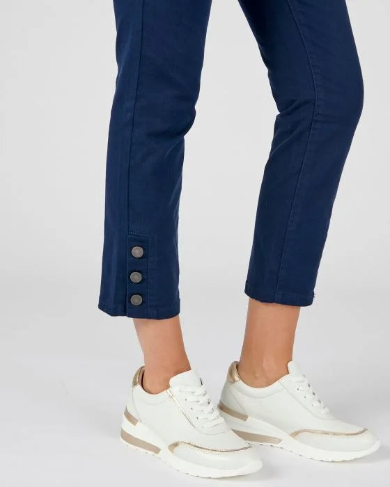 Stylish Women's 7/8th Cropped Pants with Buttoned Detail