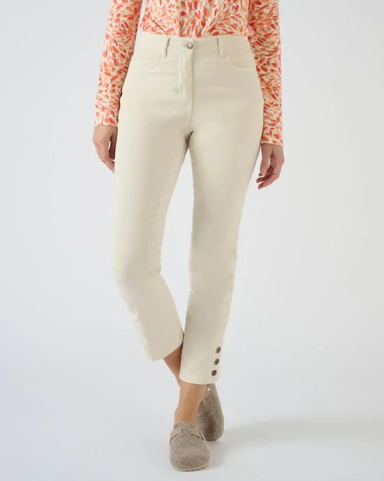 Stylish Women's 7/8th Cropped Pants with Buttoned Detail