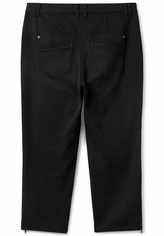 Stretch Trousers With Zip - Black