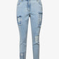 High-Rise Slim Fit Jeans with Print and Fringing