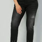 Jeans, slim fit, hem with lace and decorative rivets, 5-pocket