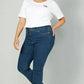 Jeans, slim fit, hem patch, 5-pocket