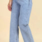 Ice Blue Stonewash High Rise Straight Fit Jeans for Women