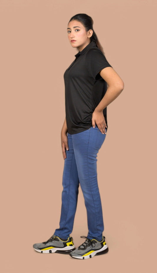 Women’s Skin-Fit Super Stretch Denim Trousers – Perfect for Yoga, Gym & Jogging