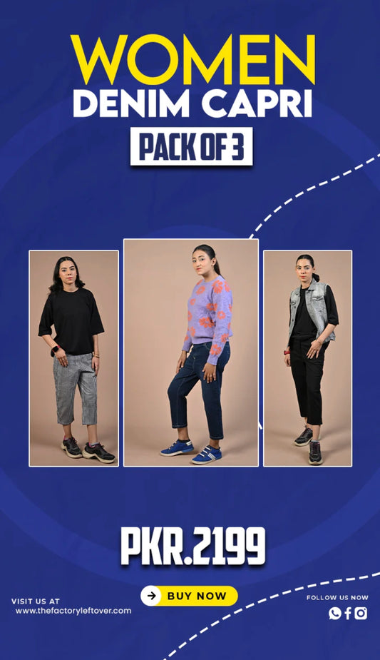 Pack of 3 Denim Capri | Capri For Women | All Colors Available