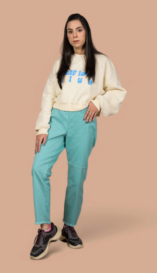 Women’s Slim-Fit Frayed Hem Denim Trousers – Perfect for Casual & Party Wear