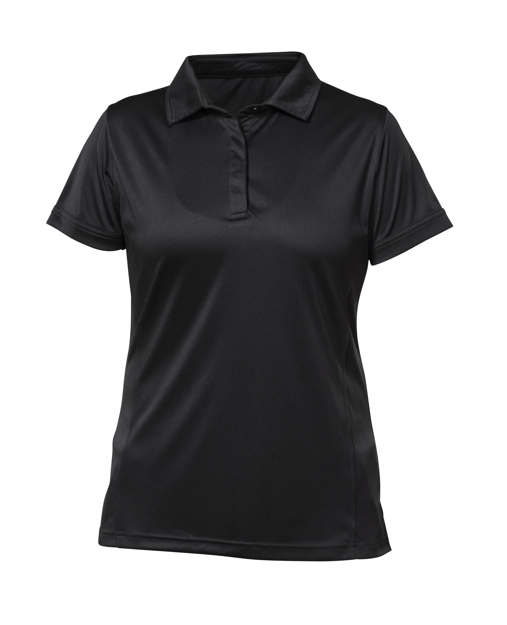 BLACK WOMEN'S SHORT SLEEVE POLO, DRY FIT