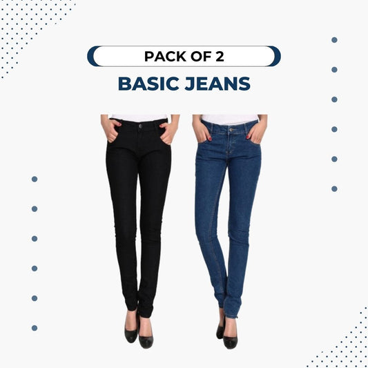 PACK OF 2 BASIC JEANS | ALL COLORS AVAILABLE | JEANS FOR WOMEN