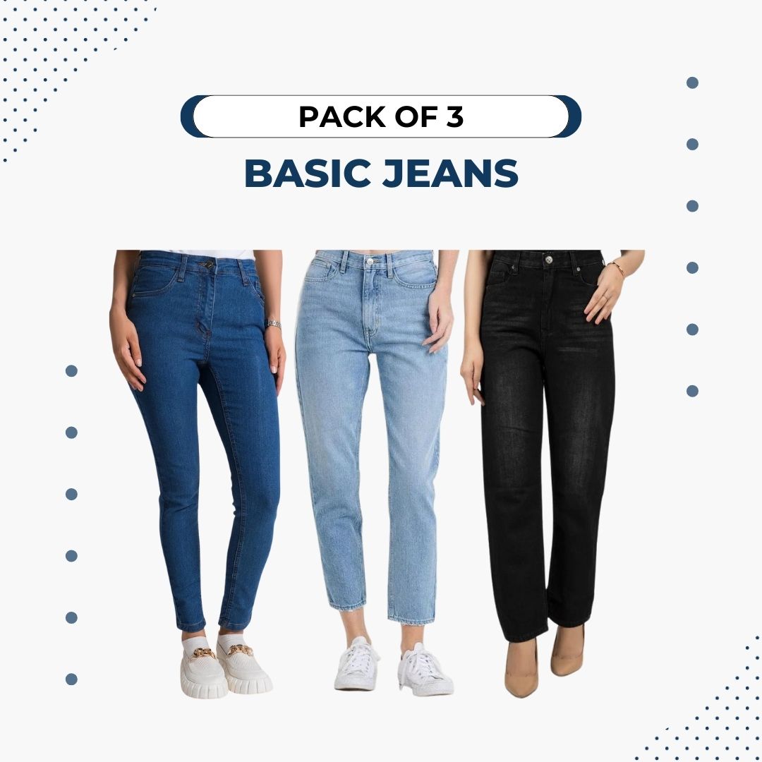 PACK OF 3 BASIC JEANS | ALL COLORS AVAILABLE | JEANS FOR WOMEN