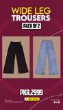 Wide Leg Trousers Pack of 2 – Trendy Denim Pants | Unisex Design