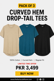 Pack of 3 Curved Hem Drop-tail T-Shirts | Premium Cotton Bundle