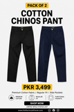 Pack of 2 Mens Cotton Chinos Pant - Slim Fit Casual Trousers |Navy Blue And Surprise color | Plus Size Available