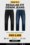 Pack of 2 Men's Regular Fit Jeans – Premium Denim Bundle