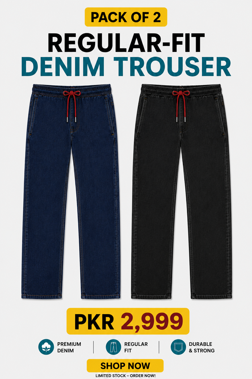 Pack of 2 Men's Denim Trouser | Power Stretch