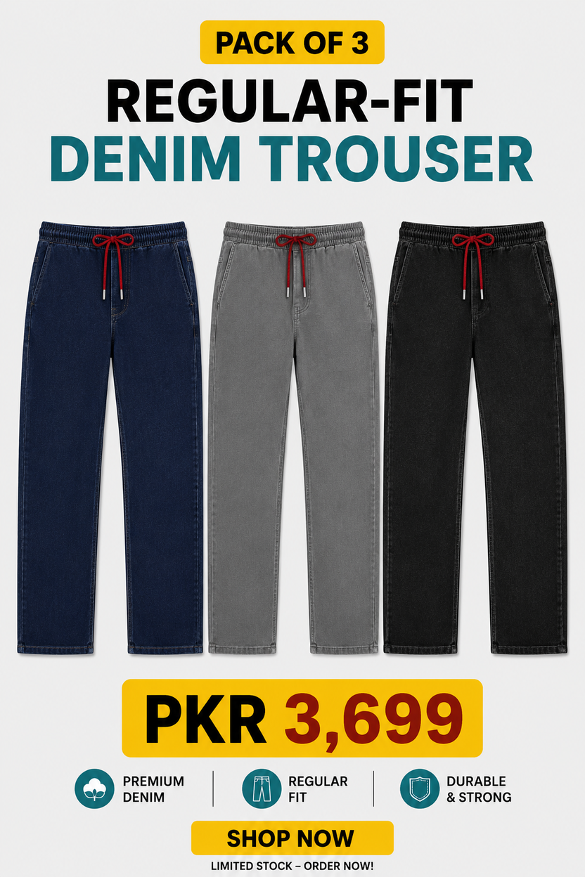 Pack of 3 Men's Denim Trouser | Power Stretch
