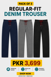 Pack of 3 Men's Denim Trouser | Power Stretch