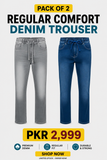 Men's Comfort Stretch Denim Trousers – Pack of 2