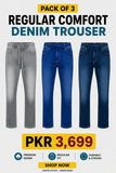 Men's Comfort Stretch Denim Trousers – Pack of 3