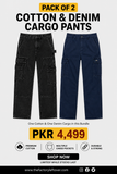 Pack of 2 Men's Cargo Jeans – Cotton & Denim Bundle