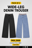 Wide Leg Trousers Pack of 2 – Trendy Denim Pants | Unisex Design