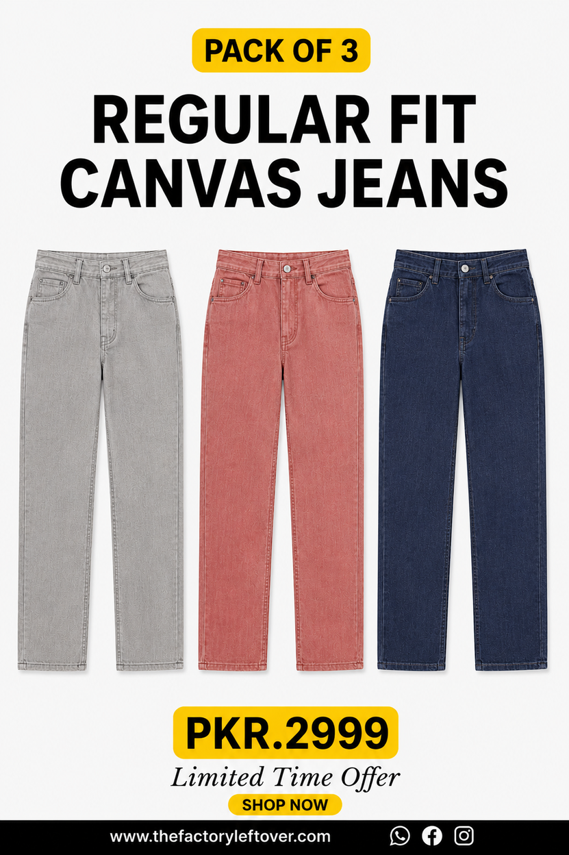 DMART | Pack of 3 Stretch Canvas Jeans