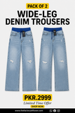 Pack of 2 Wide Leg Denim Trousers | Grunge Distressed Jeans