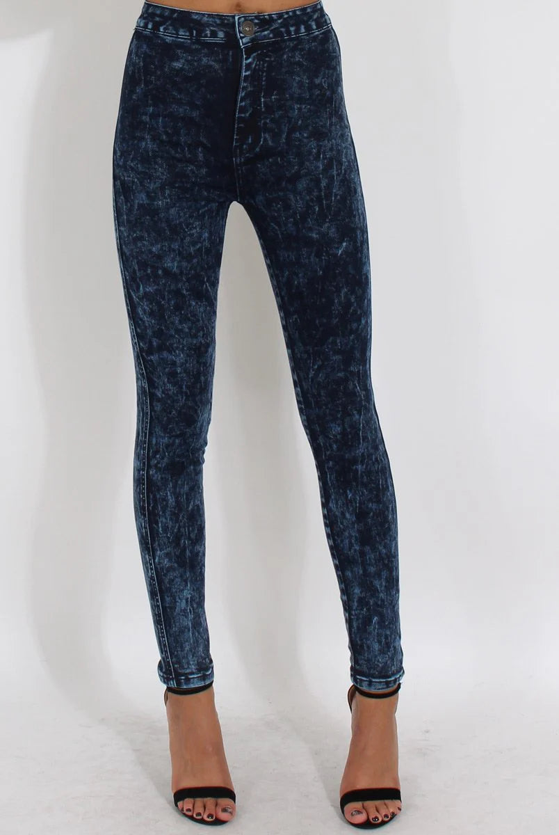 Dark Blue Stonewash Straight Fit Jeans for Women