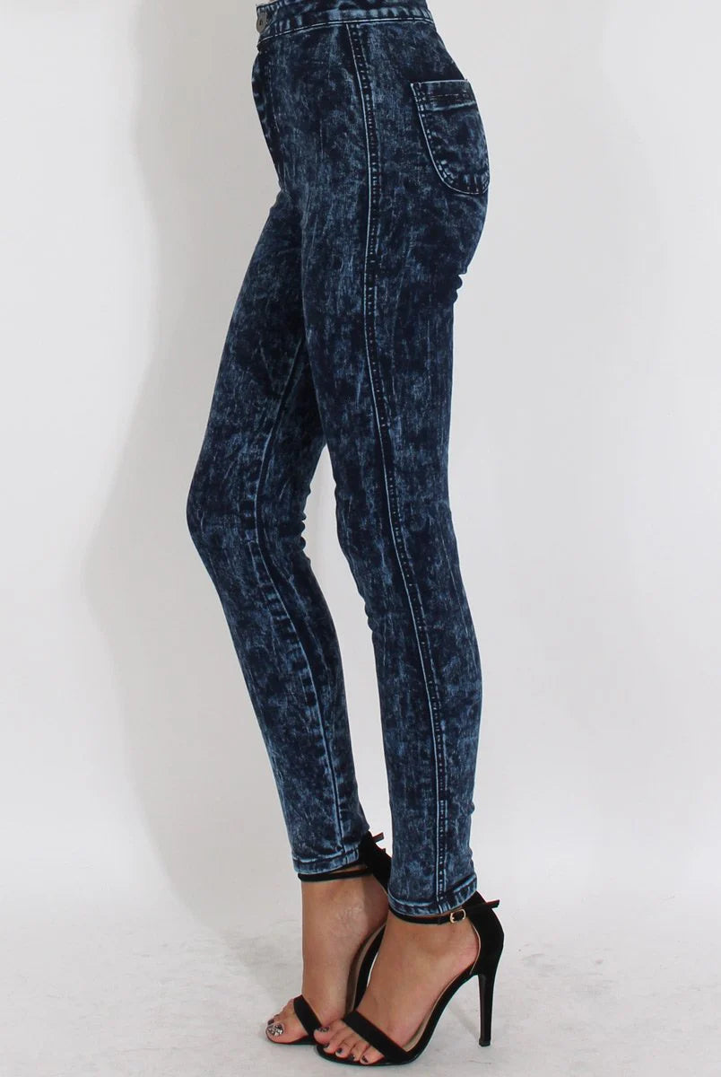 Dark Blue Stonewash Straight Fit Jeans for Women