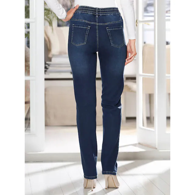 High-Waist Comfort Stretch Denim Trousers