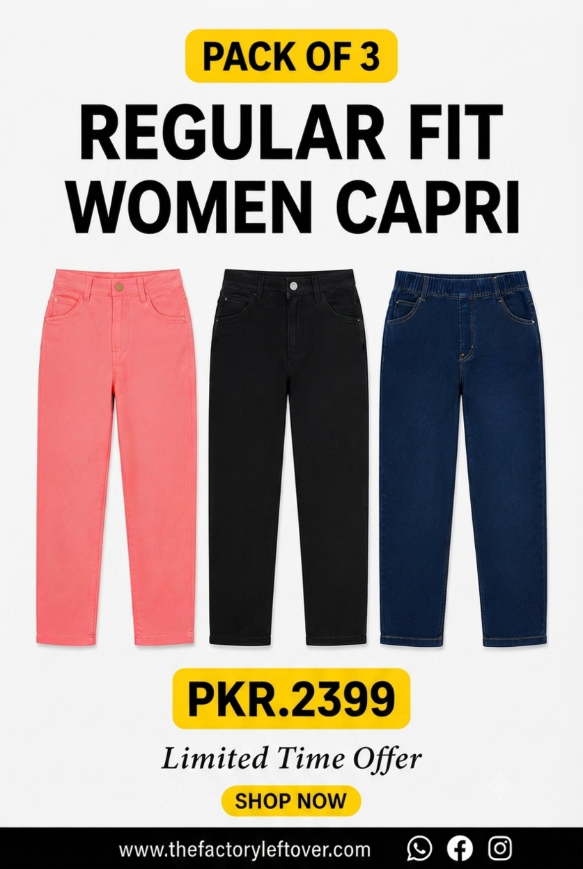 Pack of 3 Denim Capri | Capri For Women | All Colors Available