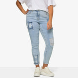 High-Rise Slim Fit Jeans with Print and Fringing