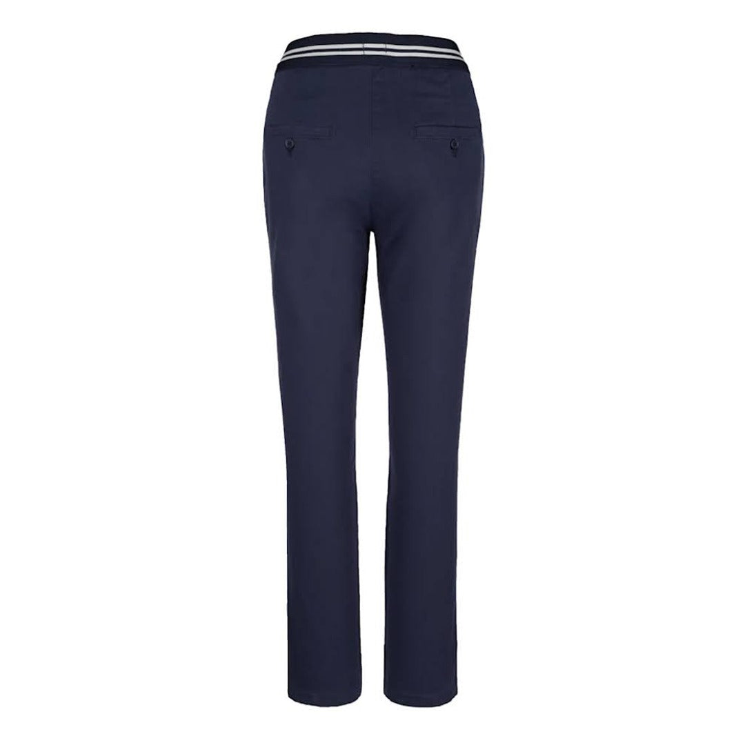 Regular Fit Twill Pants with Striped Waistband