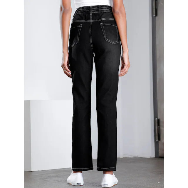 High-Waist Comfort Stretch Denim Trousers