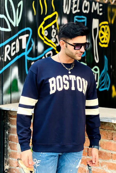 The Retro Collegiate Crewneck Sweatshirt: Navy Blue Edition| For Mens